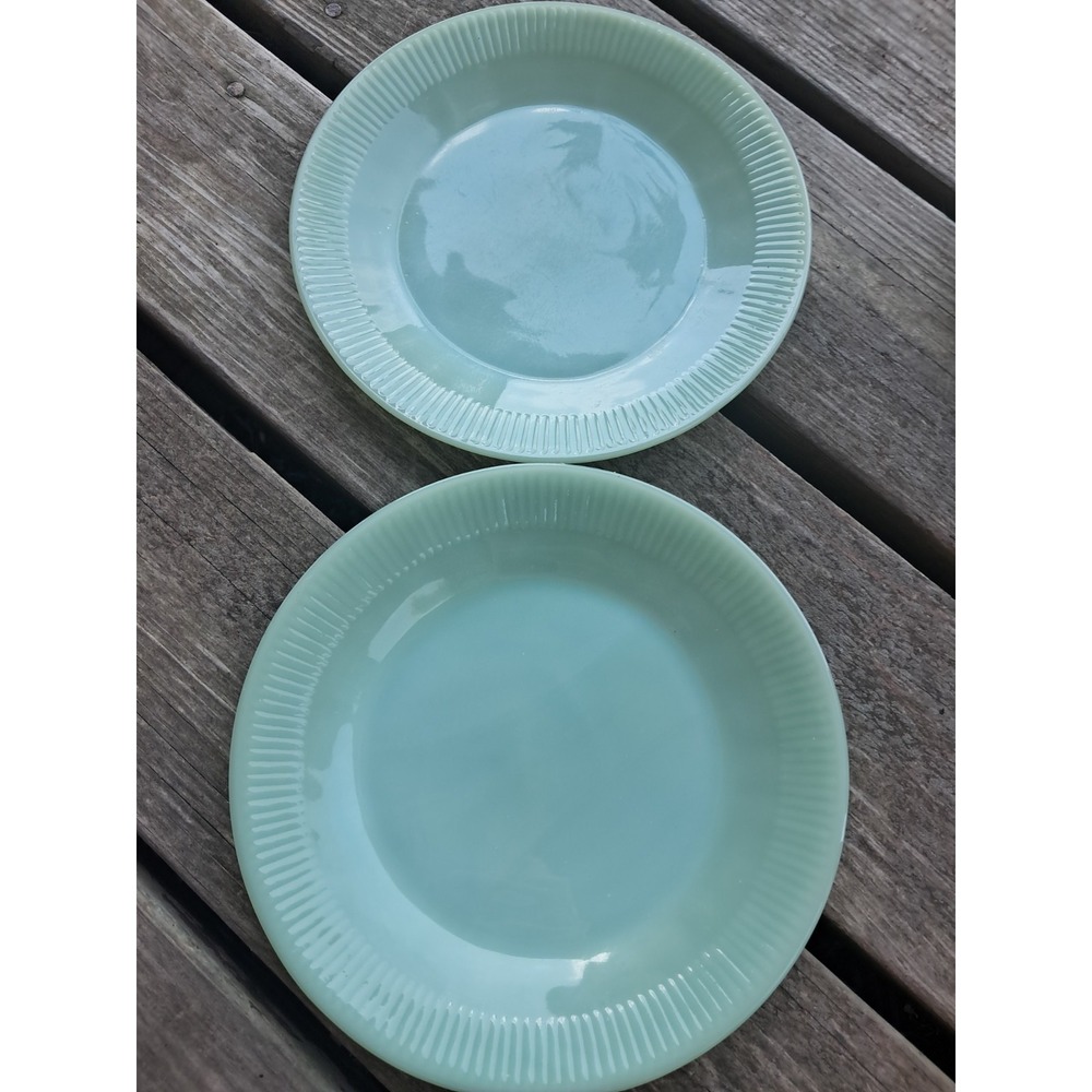 lot of 2 FIRE KING OVEN WARE 9" JADEITE JADITE RESTAURANT DINNER PLATES